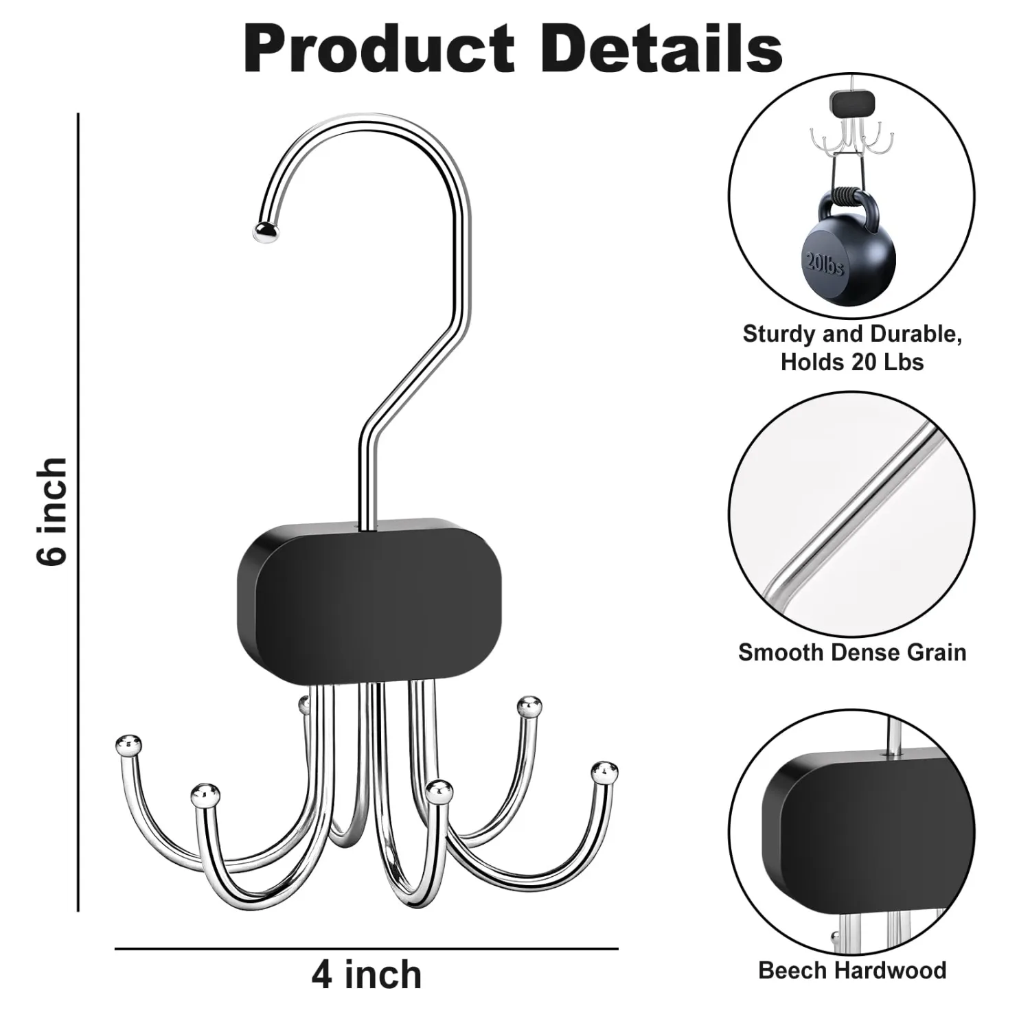 Belt Hanger for Closet, 3PCS Belt Organizer for Closet 360°Rotating Max 72 Belt, Tie Rack Hanger for Closet Tie Organizer for Closet Belt Holder for Closet for Belt,Tie,Tank Top,Bra,Scarf,Hat