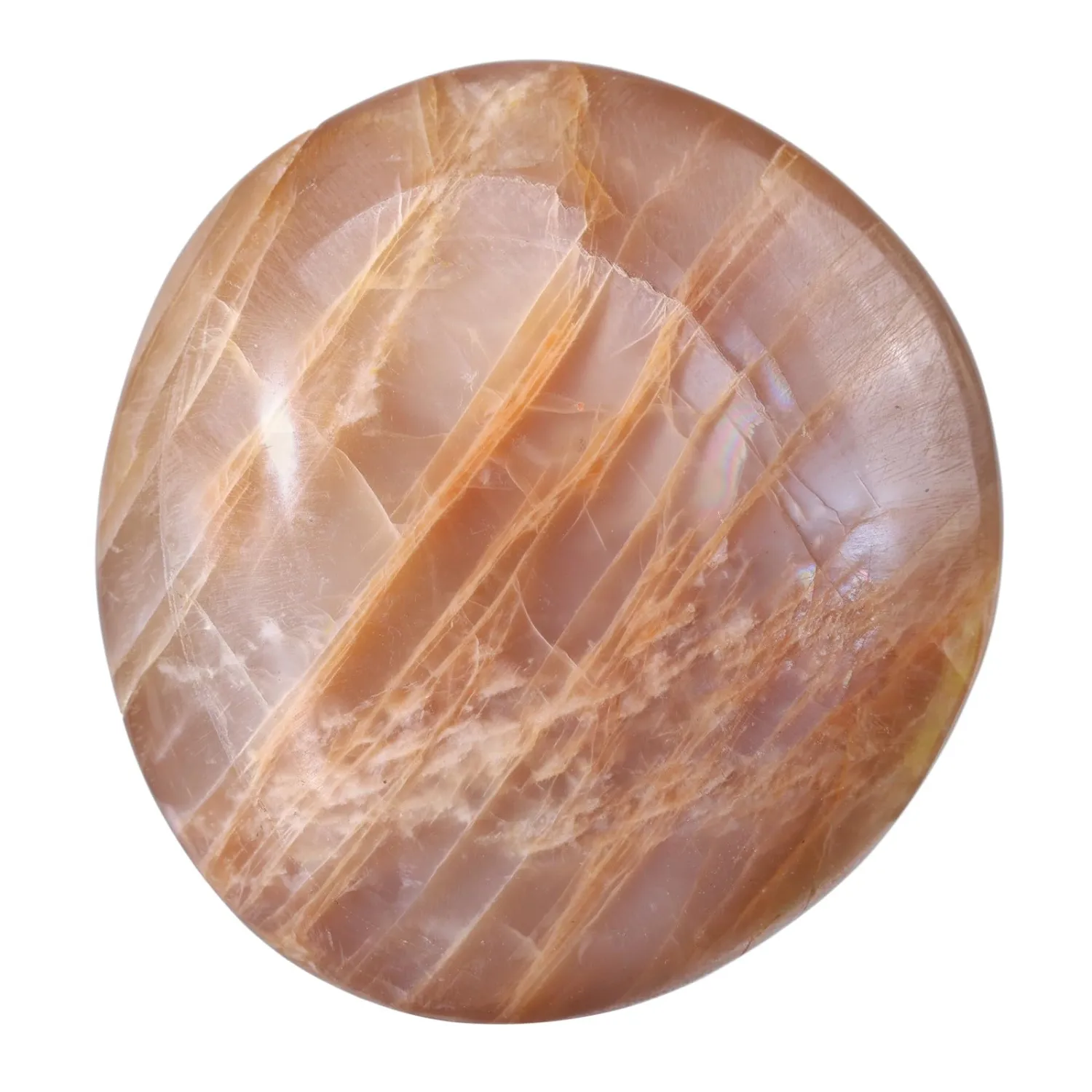 rockcloud Natural Irregular Orange Moonstone Palm Stone Polished Thumb Worry Crystal Stone for Anxiety, Chakra Balancing, 0.11-0.22 lb
