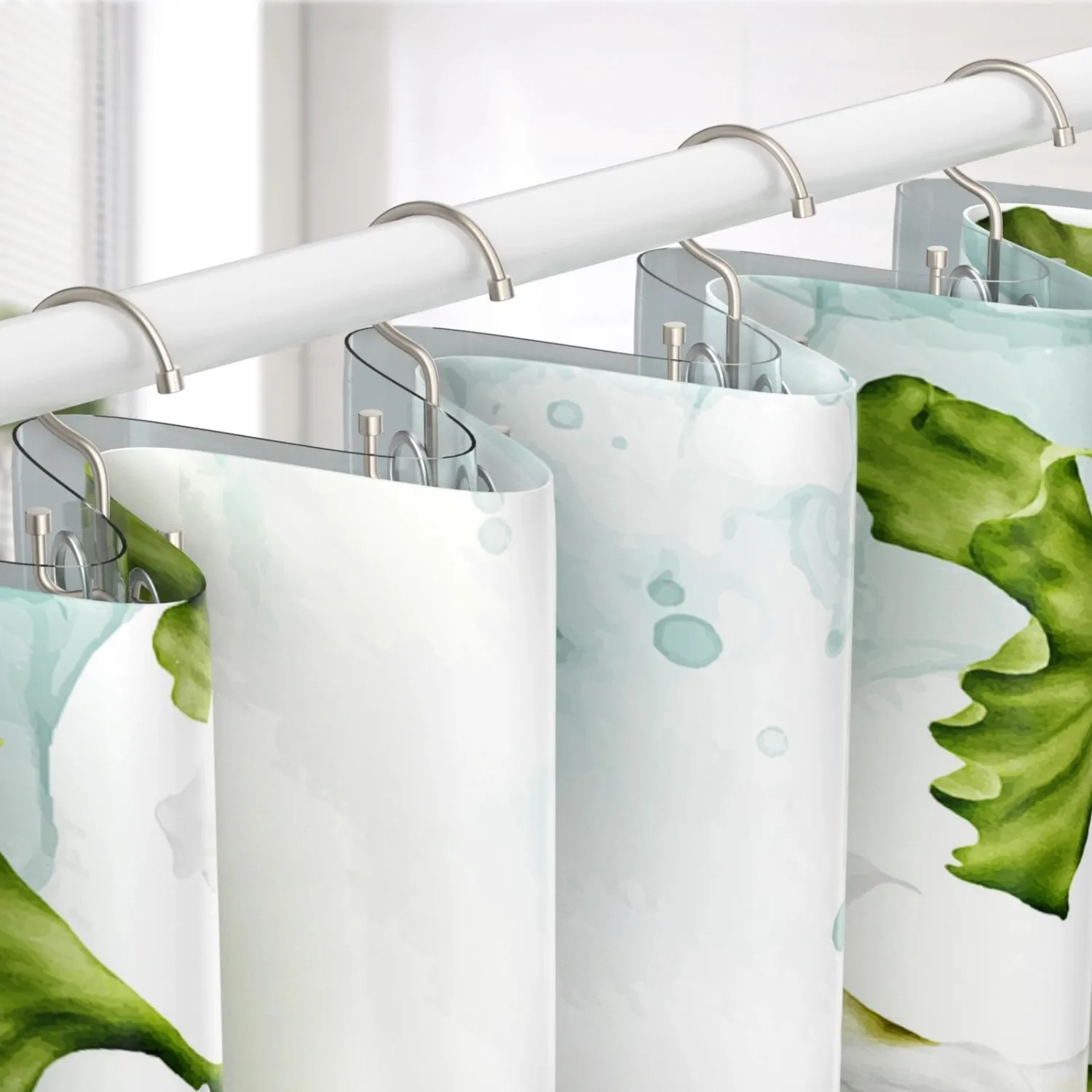 Goowin Shower Curtain Hooks, Shower Curtain Rings, Metal Shower Curtain Hangers Rust Proof, Double Glide Shower Rings for Curtain, Shower Hooks for Shower Curtain, Matte Nickel, 12 Pack-Cylinders