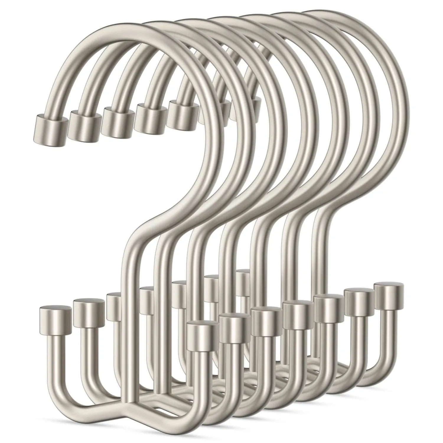 Goowin Shower Curtain Hooks, Shower Curtain Rings, Metal Shower Curtain Hangers Rust Proof, Double Glide Shower Rings for Curtain, Shower Hooks for Shower Curtain, Matte Nickel, 12 Pack-Cylinders