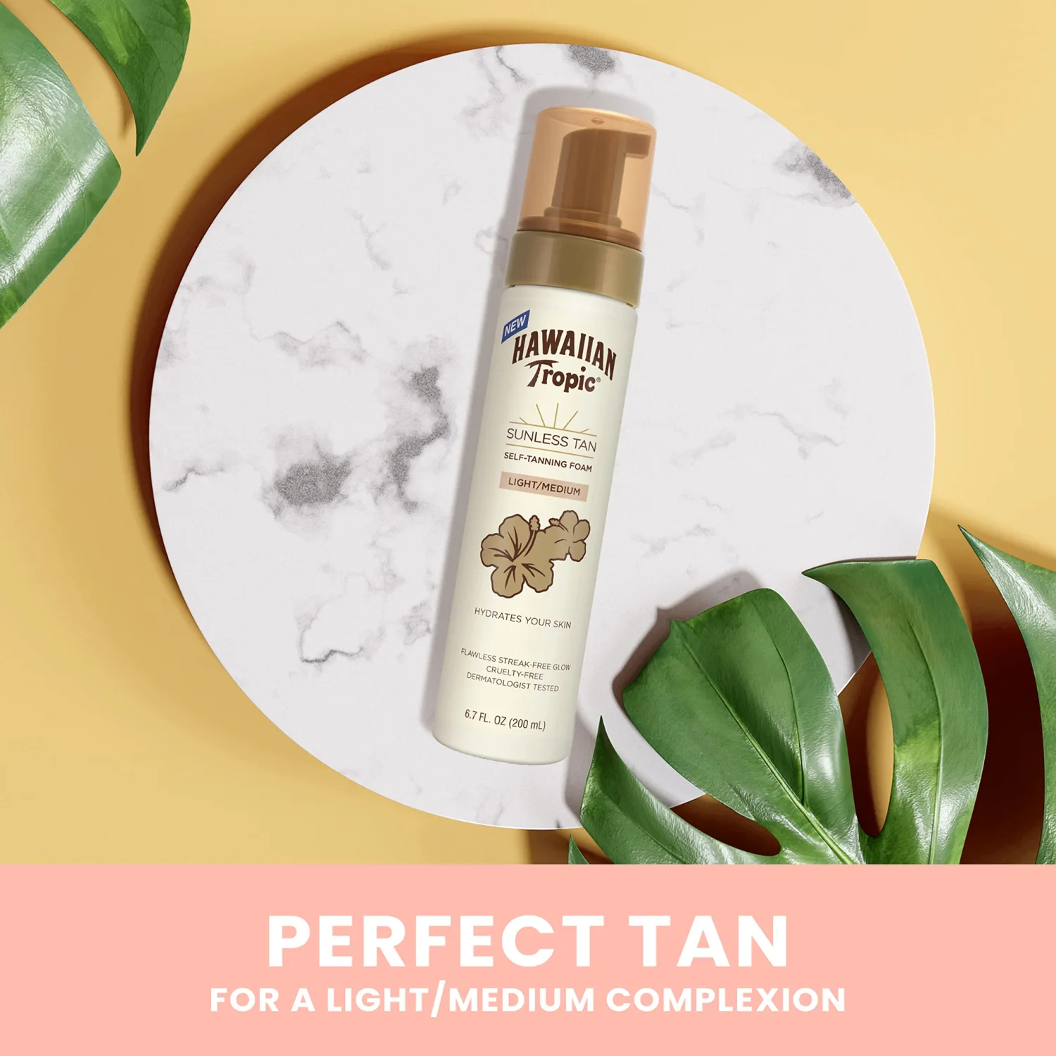 Hawaiian Tropic Sunless Tan Light/Medium Self-Tanning Foam, 6.7oz | Self Tanner Light, Self Tanner Medium, Sunless Tanner, Sunless Tanning Foam, 6.7oz