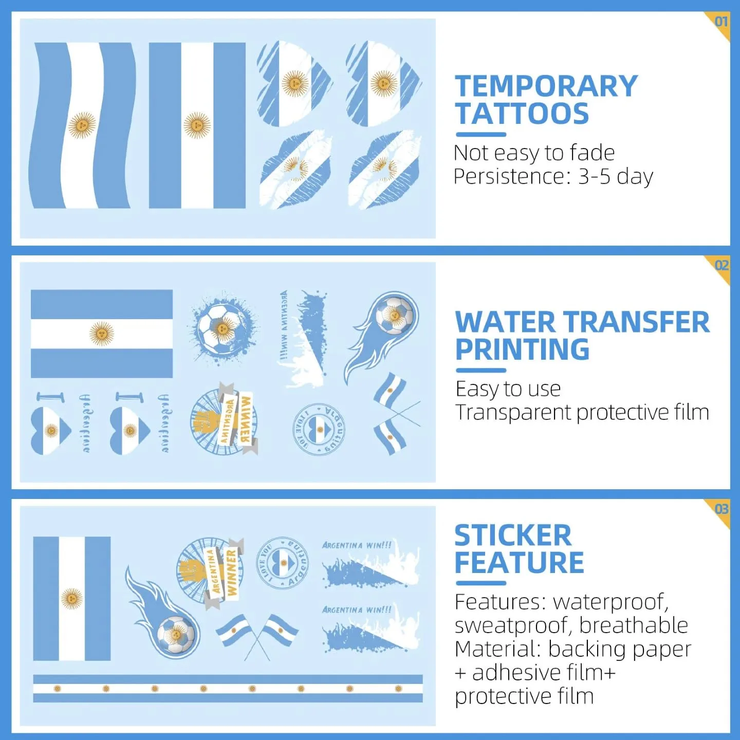 2026 World Cup Country Flag Temporary Tattoos International National Flag Face Tattoos Stickers Waterproof World Flag Fake Tattoos for Sports Events Celebration Party Supplies 20 Sheets（New Zealand）