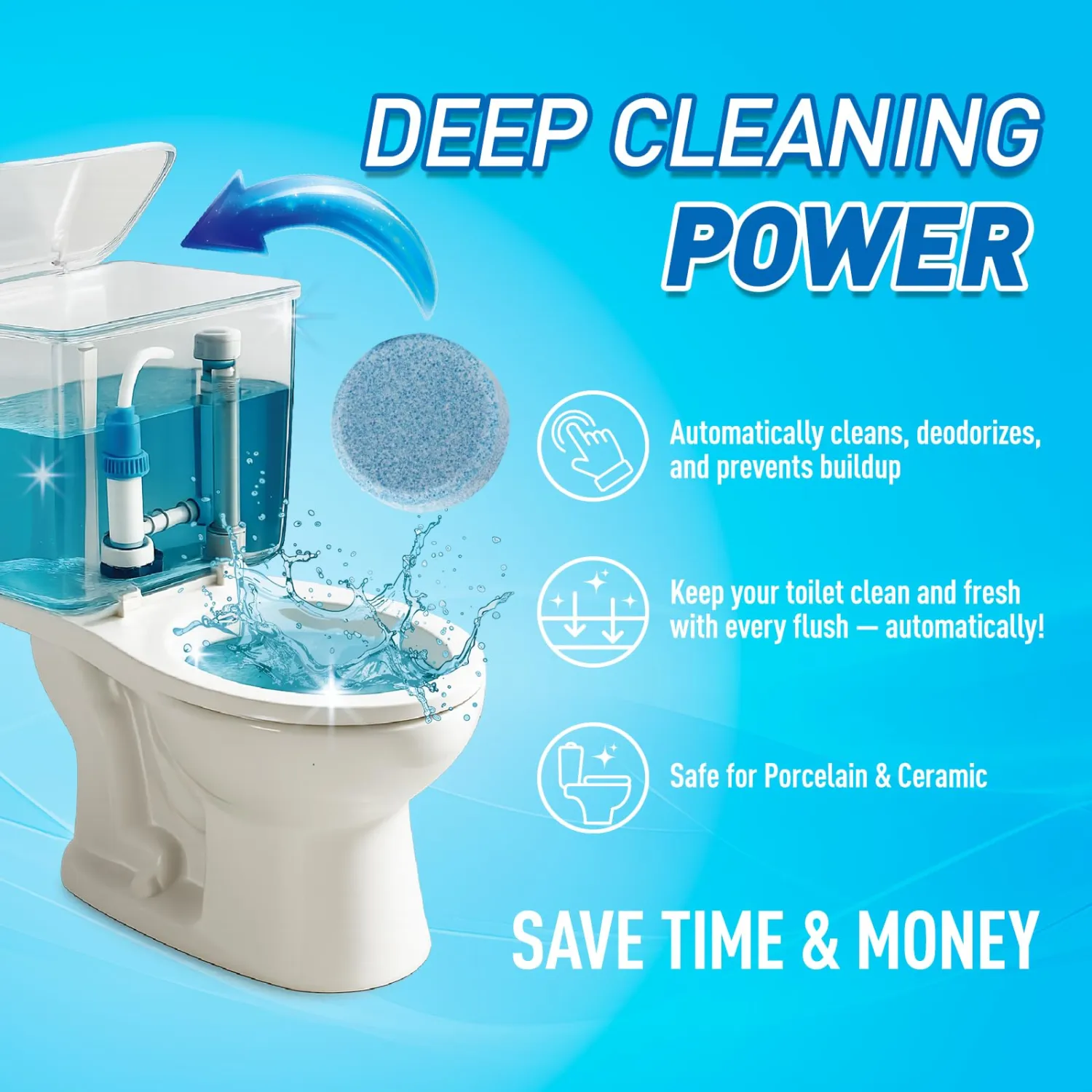 Toilet Bowl Cleaner Tablets 40 Pack, Long-Lasting Drop-in Tank Tablets with Sustained-Release Technology, Fight Tough Stains & Odors, Household & Commercial Use, Compatible with Most Toilets-Professon