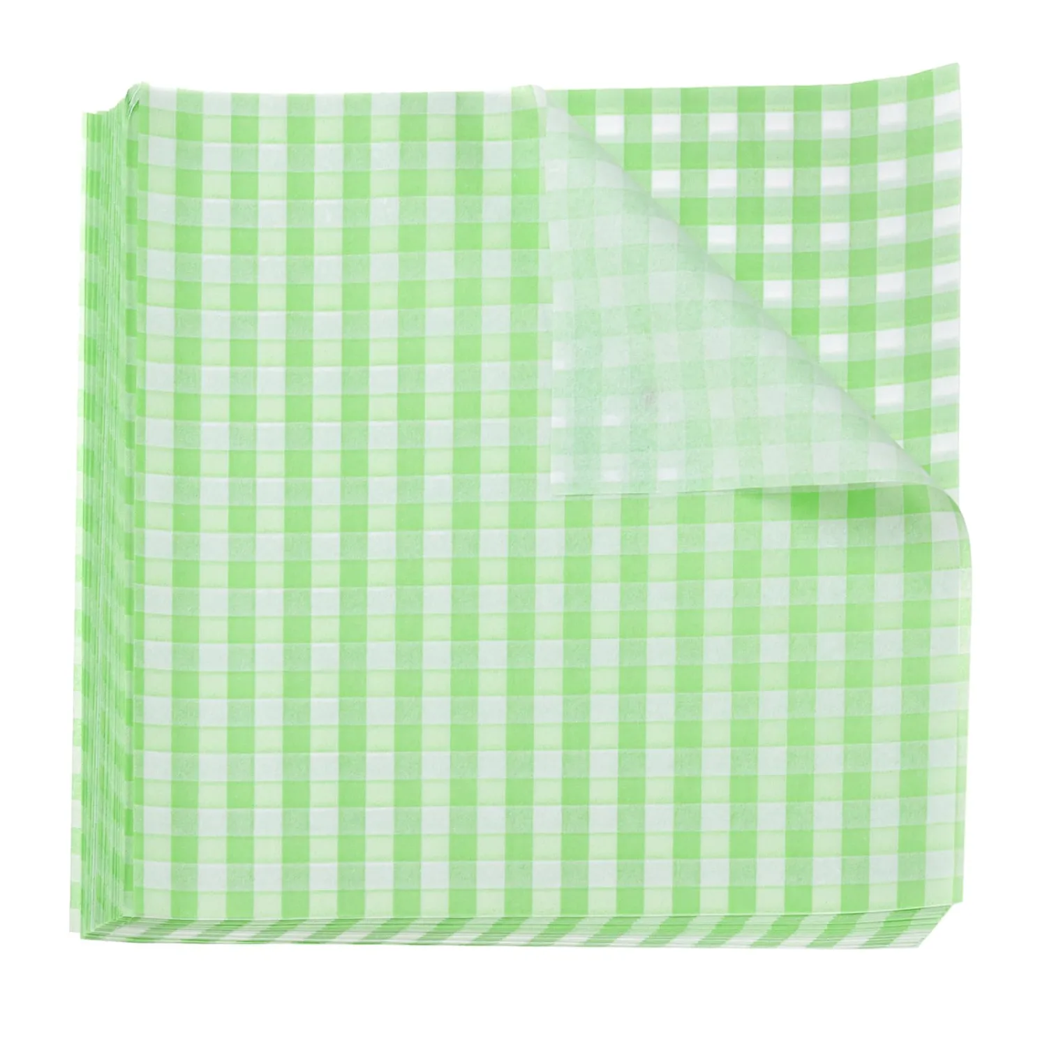 HARFINGTON 30pcs Square Checkered Wax Paper Sheets 8.7" x 8.7" Oil-absorbing Dry Food Wrapping Paper for Sandwich Baking Paper Liners Picnic Basket Bread Hamburger Wrap Kitchen, Green