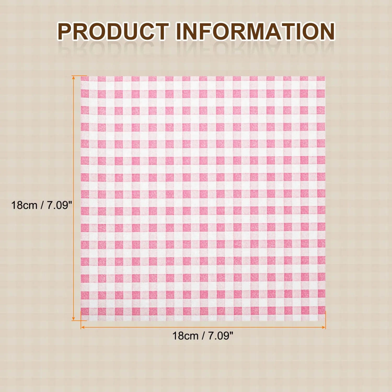 HARFINGTON 30pcs Square Checkered Wax Paper Sheets 7" x 7" Oil-absorbing Dry Food Wrapping Paper for Sandwich Baking Paper Liners Picnic Basket Bread Hamburger Wrap Kitchen, Pink