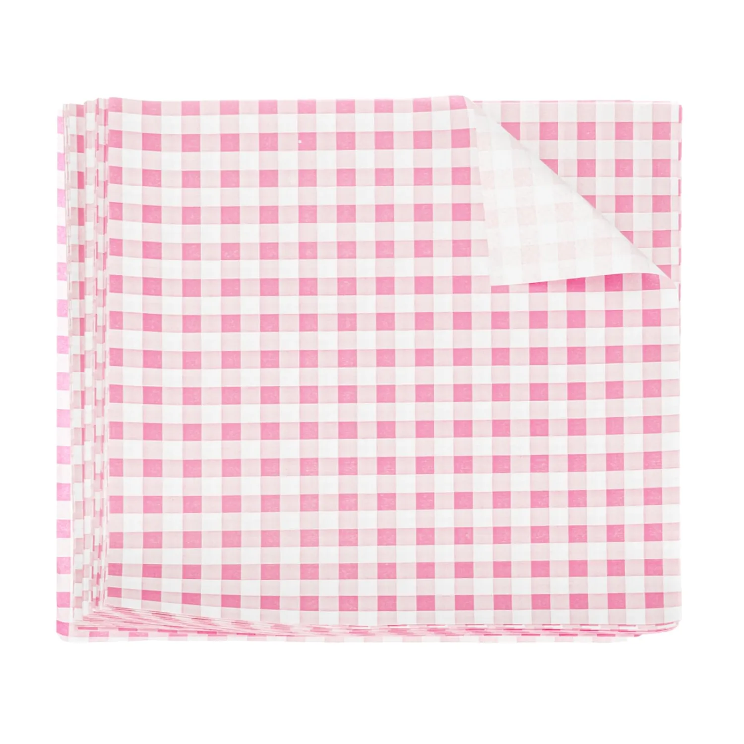 HARFINGTON 30pcs Square Checkered Wax Paper Sheets 7" x 7" Oil-absorbing Dry Food Wrapping Paper for Sandwich Baking Paper Liners Picnic Basket Bread Hamburger Wrap Kitchen, Pink