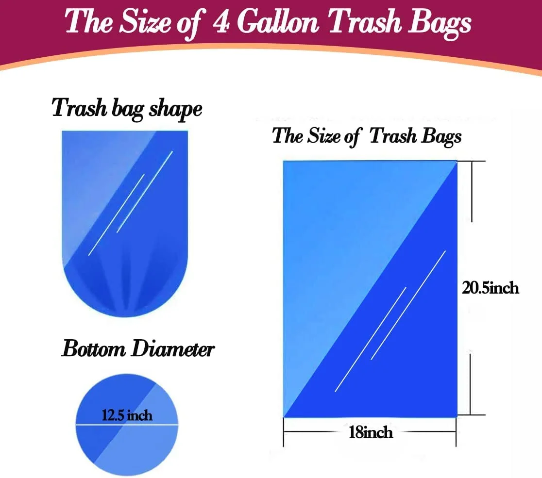 4 Gallon 180pcs Small Multi Trash Bags Strong Garbage Bags,Gold Grey Pink Bathroom Trash Can Bin Liners, Plastic Bags for Bedroom, Waste Basket Liner, Fit 12-15 Liter, 3.5,4,4.5 Gal(4G-3M180) PGG