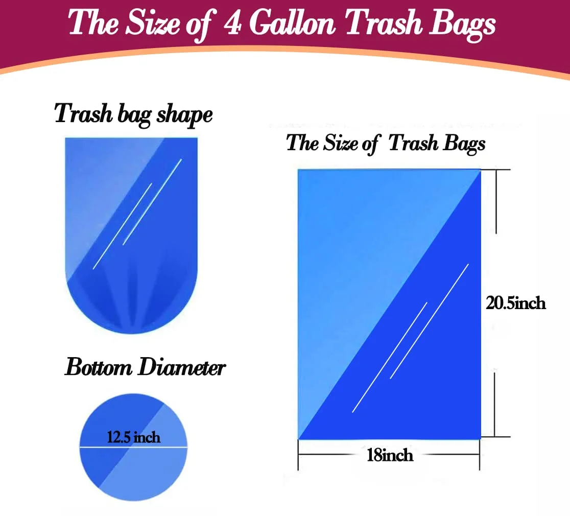 4 Gallon 180pcs Small multicolor Trash Bags Strong Garbage Bags, Bathroom Trash Can Bin Liners, Plastic Bags for Home Bedroom Office, Waste Basket Liner, Fit 12-15 Liter, 3.5,4,4.5 Gal-(4G-6M180)