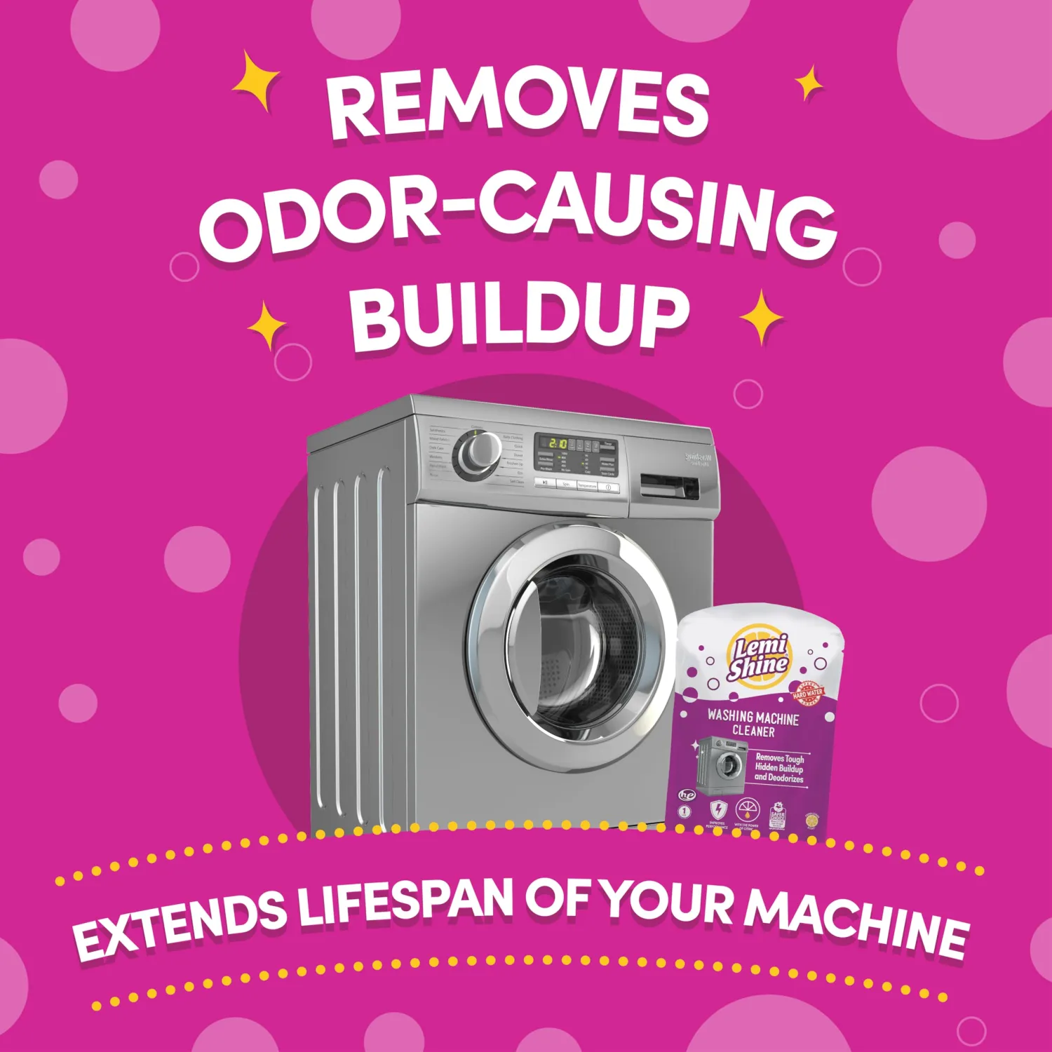 Lemi Shine Washing Machine Cleaner, Restore Performance, Biodegradable Ingredients (1 Count)