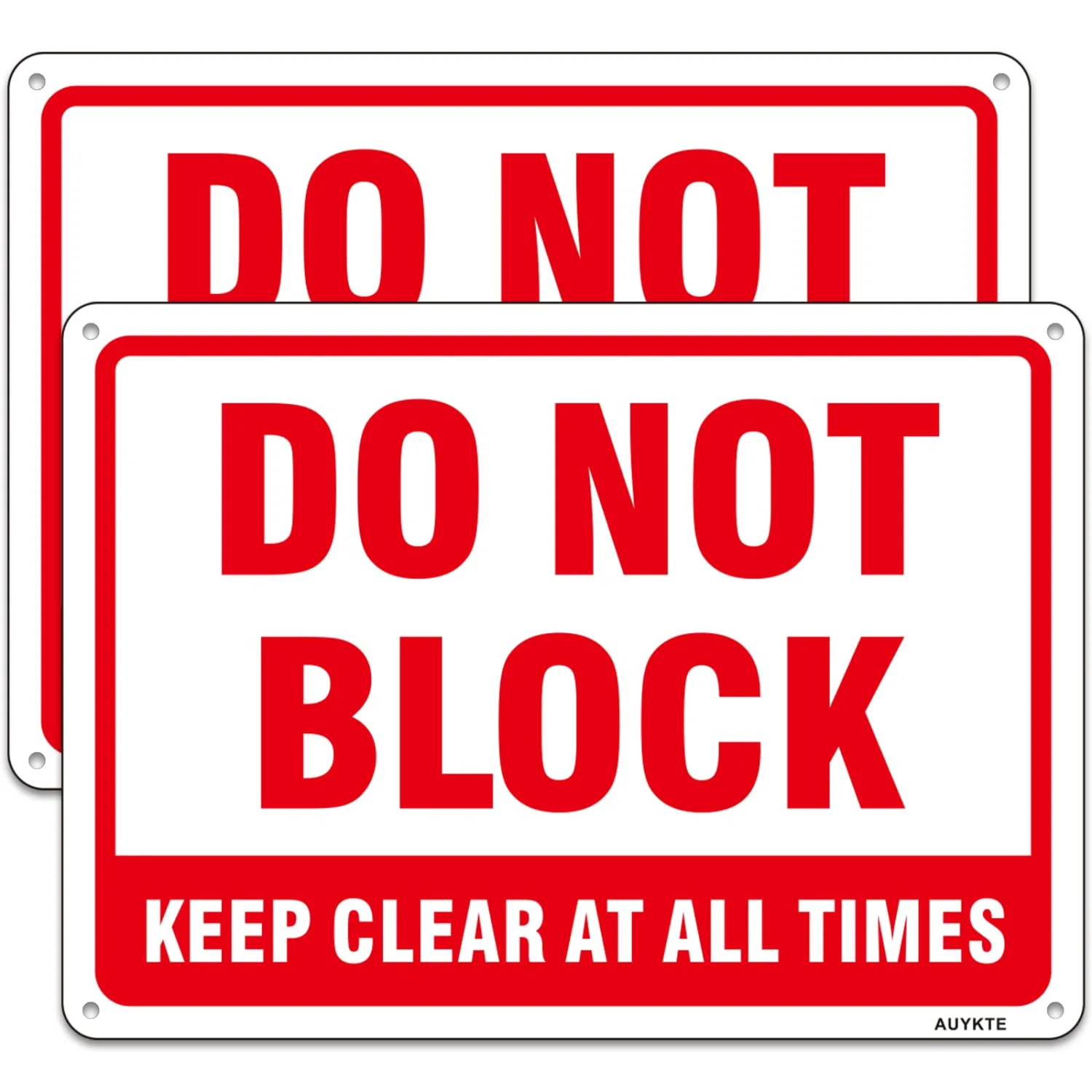 (2 Pack) Do Not Block Sign, Keep Clear At All Times, 10” x 7” Rust Free Aluminum Reflective Warning Signs, UV Protected, Fade Resistant, Weatherproof, Easy to Mount ﻿