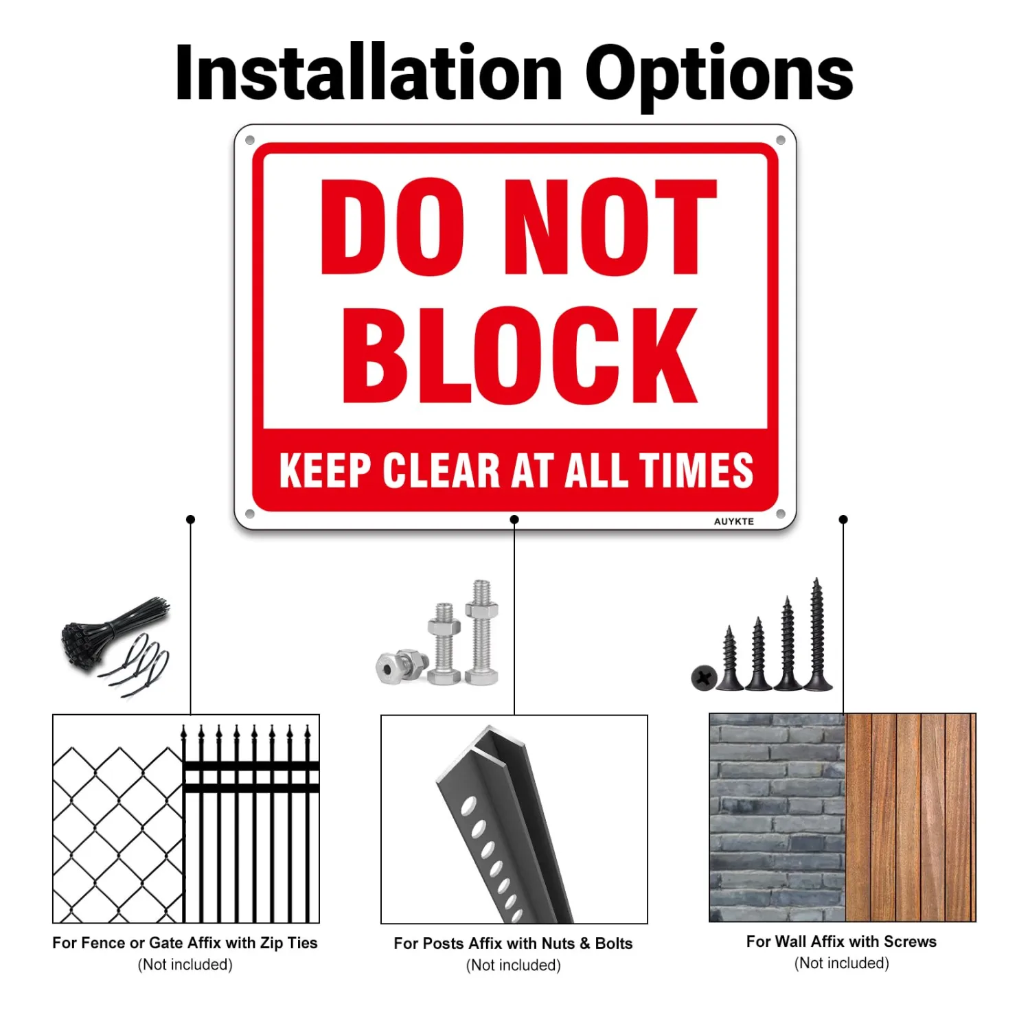 (2 Pack) Do Not Block Sign, Keep Clear At All Times, 10” x 7” Rust Free Aluminum Reflective Warning Signs, UV Protected, Fade Resistant, Weatherproof, Easy to Mount ﻿