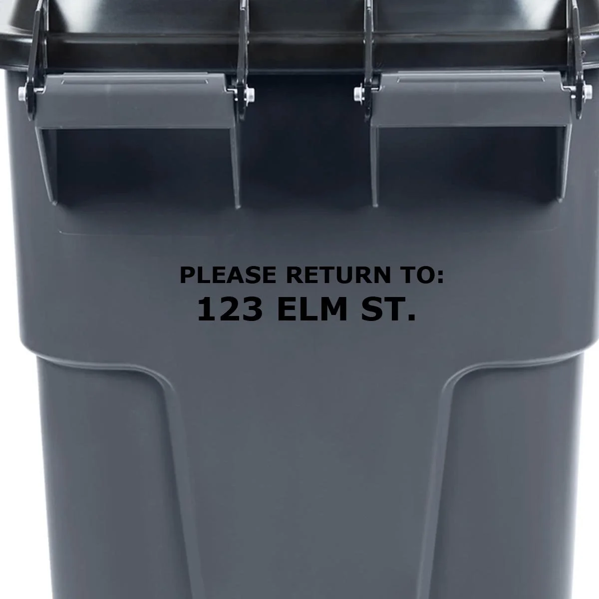 VWAQ Garbage Can Decal Personalized with Street Address & Street Name Return Here Trashcan Decal Custom Design (Black)