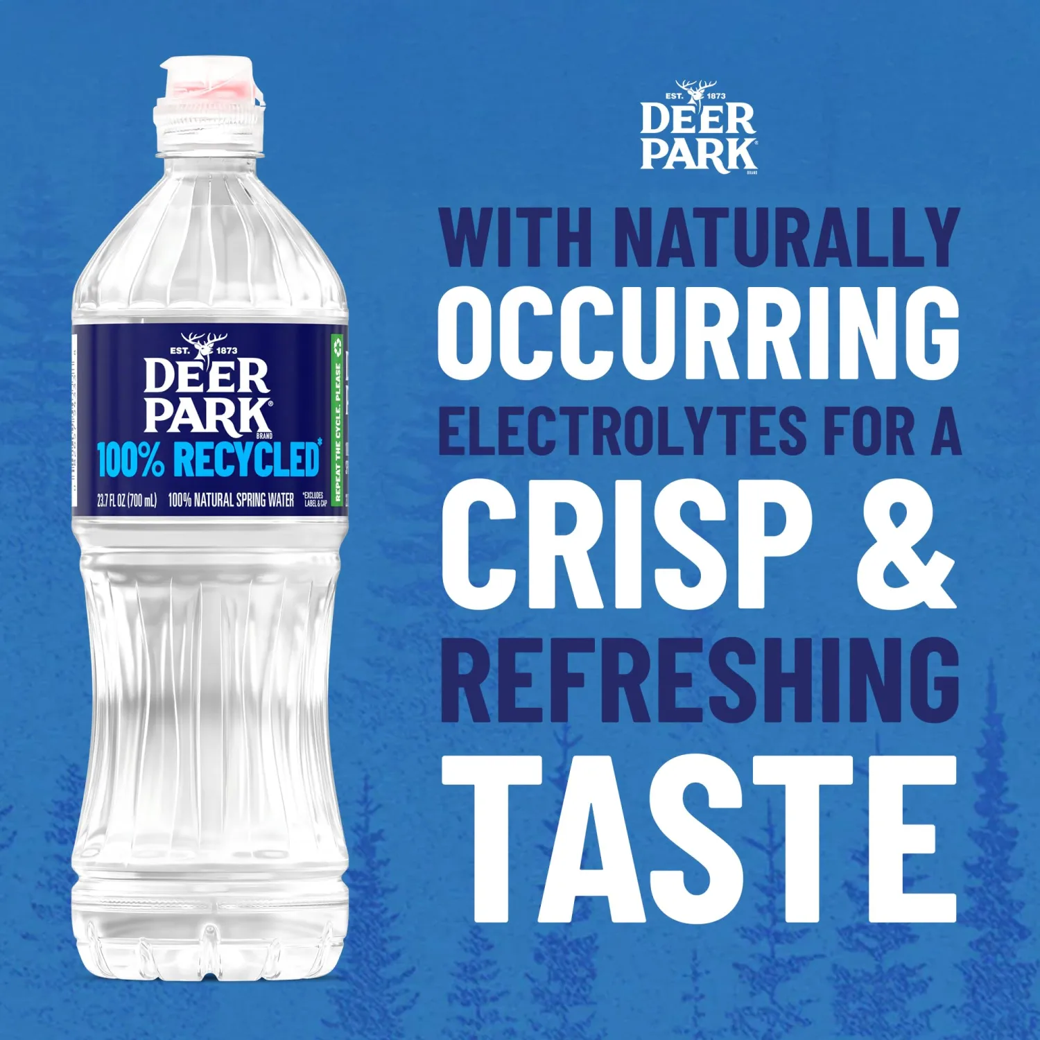 Deer Park Spring Water, 6 Pack - Crisp Refreshing Taste - 23.7 Fl Oz Sports Bottle with Flip Cap