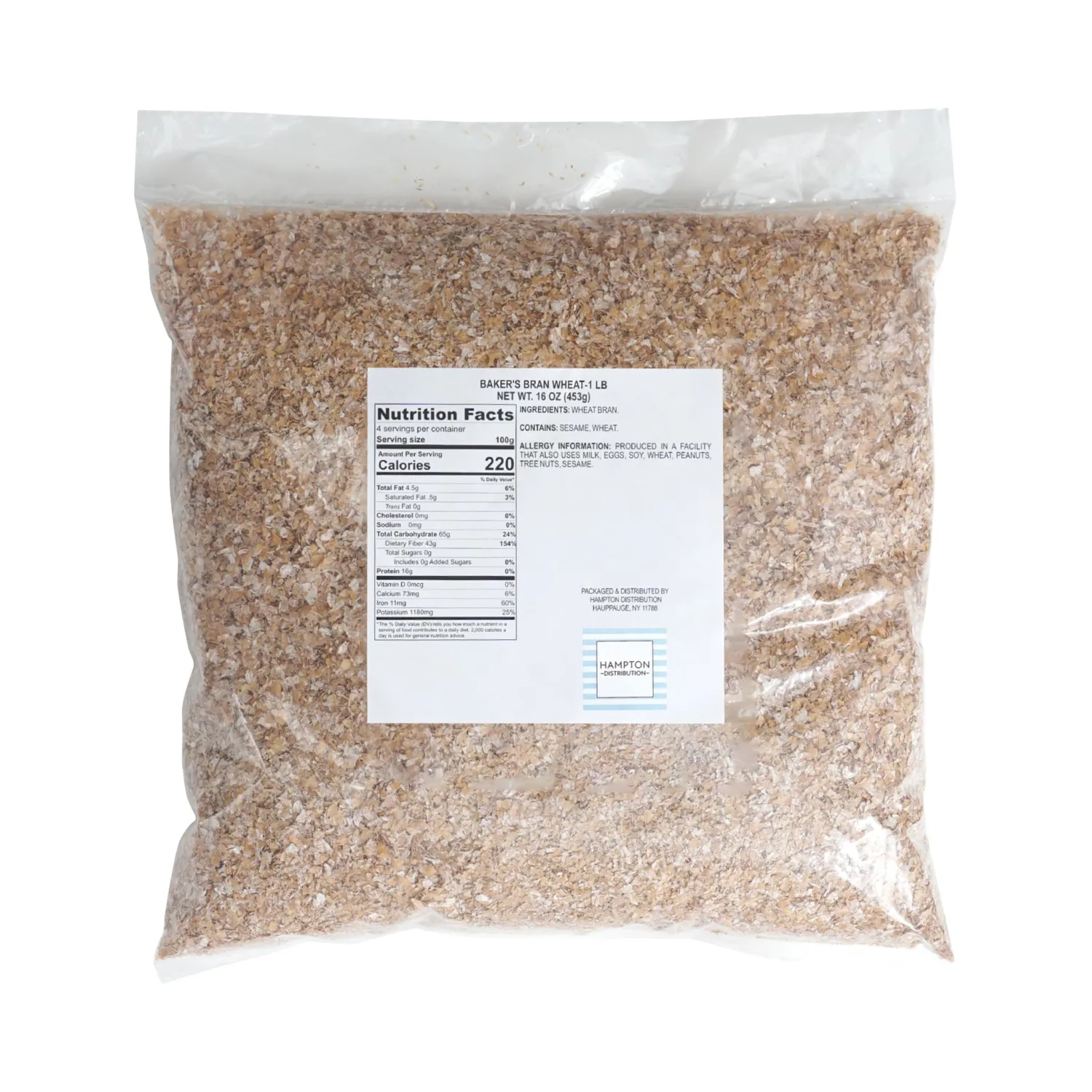 Wheat Baker's Bran, 1 Pound Bulk Bag, Hampton Distribution