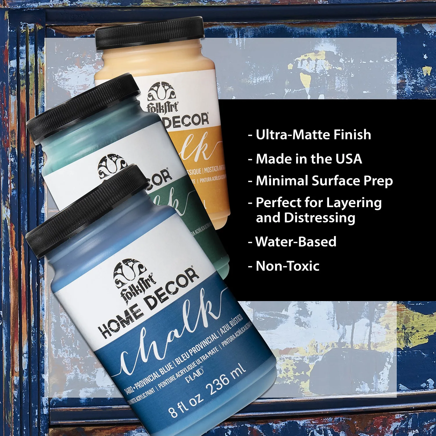 FolkArt Home Décor Chalk Finish Acrylic Paint, 8oz, 8 ounce, Vintage Teal