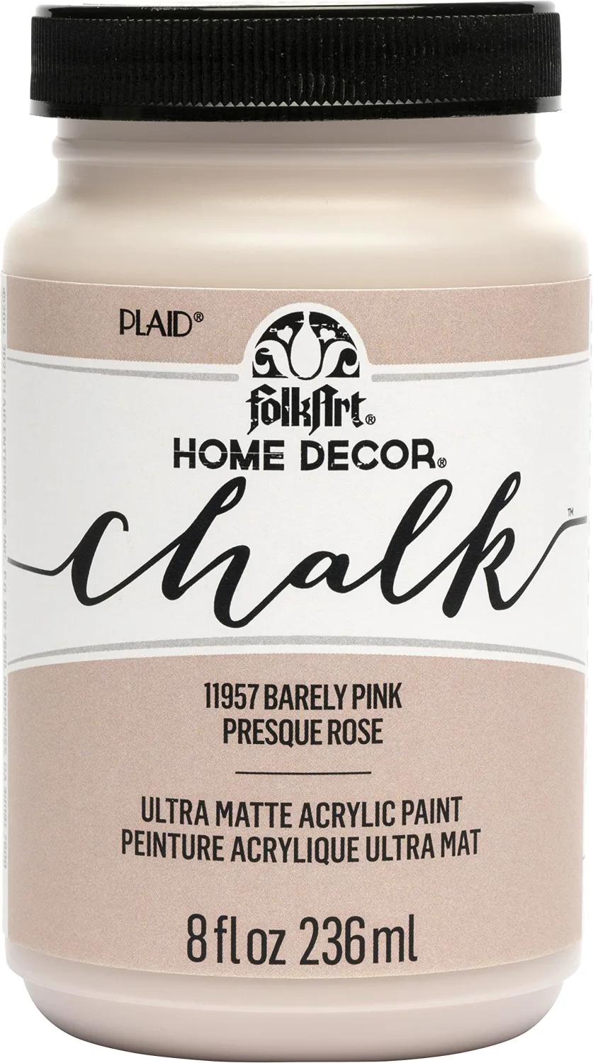 FolkArt, Barely Pink Assorted Home Décor 8 fl oz / 236 ml Acrylic Chalk Paint For Easy To Apply DIY Arts And Crafts, Ultra Matte Finish, 11957