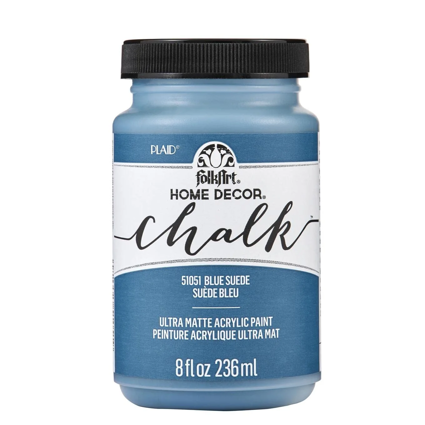 FolkArt Home Décor Chalk Paint, Blue Suede 8 fl oz Acrylic Craft Paint with an Ultra Matte Finish, 51051