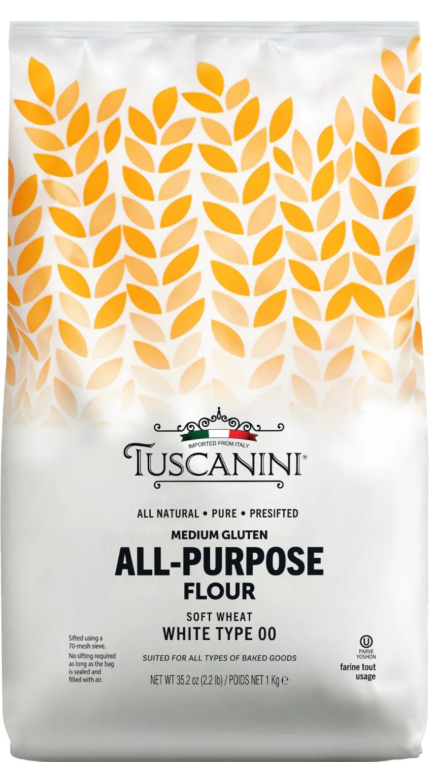 Tuscanini Italian Pizza Flour, Soft White Wheat Double Zero 00 Flour, 2.2 lb | For Pizza Baking, Pastries & Bread | Insect Free | All Natural, Pure, Presifted | Kosher