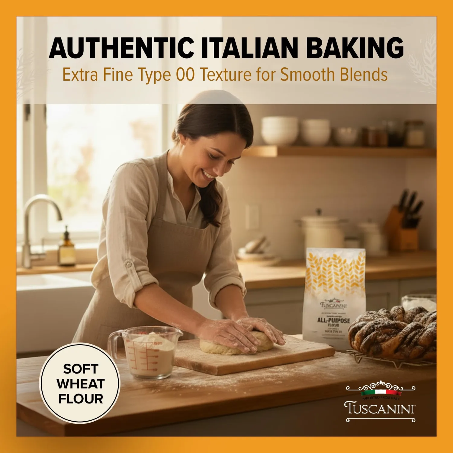 Tuscanini Italian Pizza Flour, Soft White Wheat Double Zero 00 Flour, 2.2 lb | For Pizza Baking, Pastries & Bread | Insect Free | All Natural, Pure, Presifted | Kosher