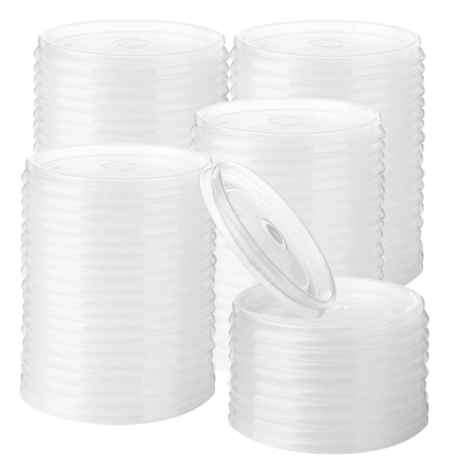 200 Count Clear Plastic Flat Lids 4 oz Paper Ice Cream Cups Frozen Yogurt Cup Dessert Bowls Frozen Dessert Supplies(Clear)
