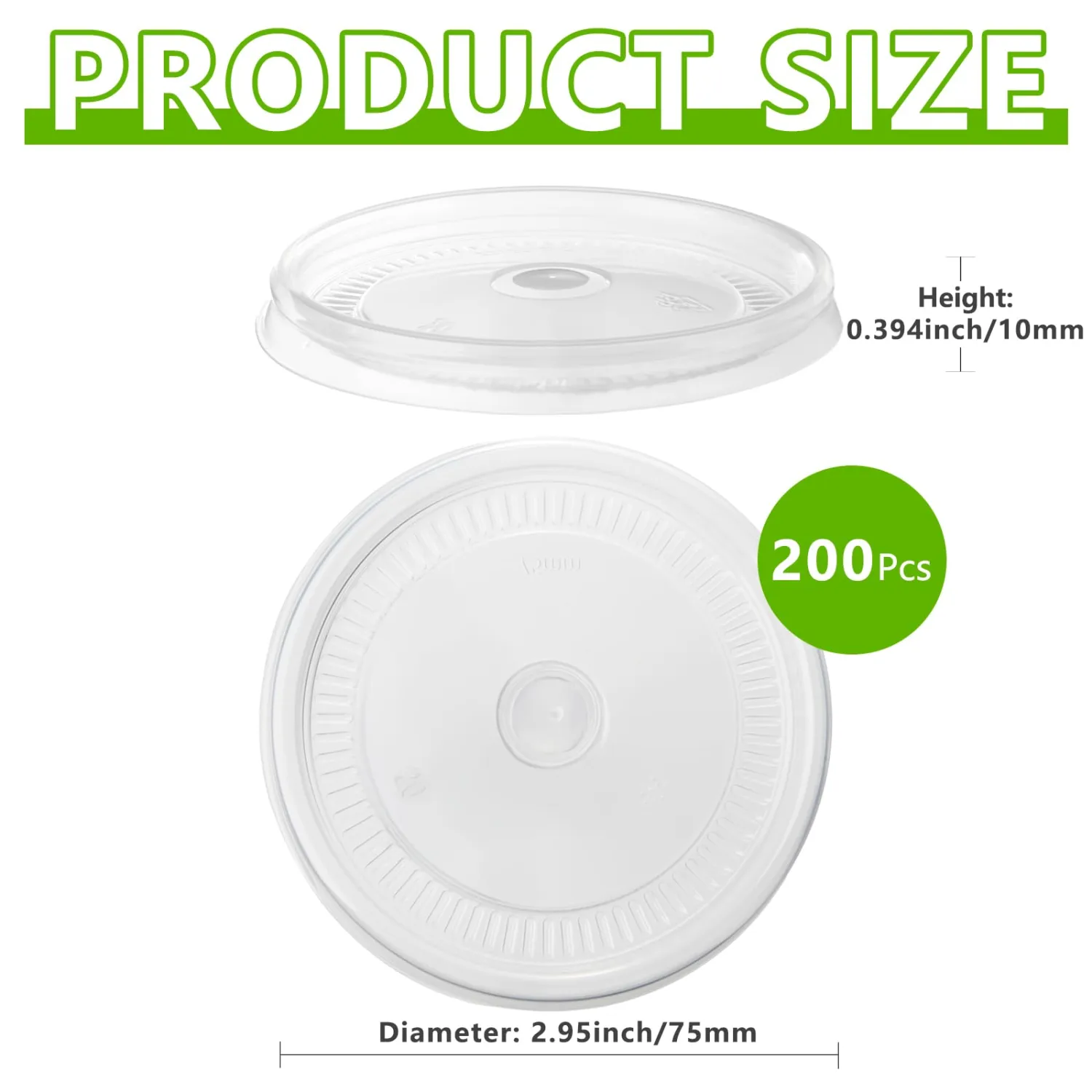 200 Count Clear Plastic Flat Lids 4 oz Paper Ice Cream Cups Frozen Yogurt Cup Dessert Bowls Frozen Dessert Supplies(Clear)