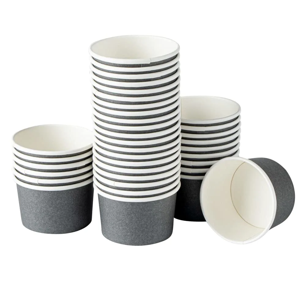 Coppetta 3 Ounce Paper Cups, 50 Durable To Go Cups - Lids Sold Separately, Disposable, Gray Paper Dessert Cups, Freezable, For Cafes And Restaurants - Restaurantware