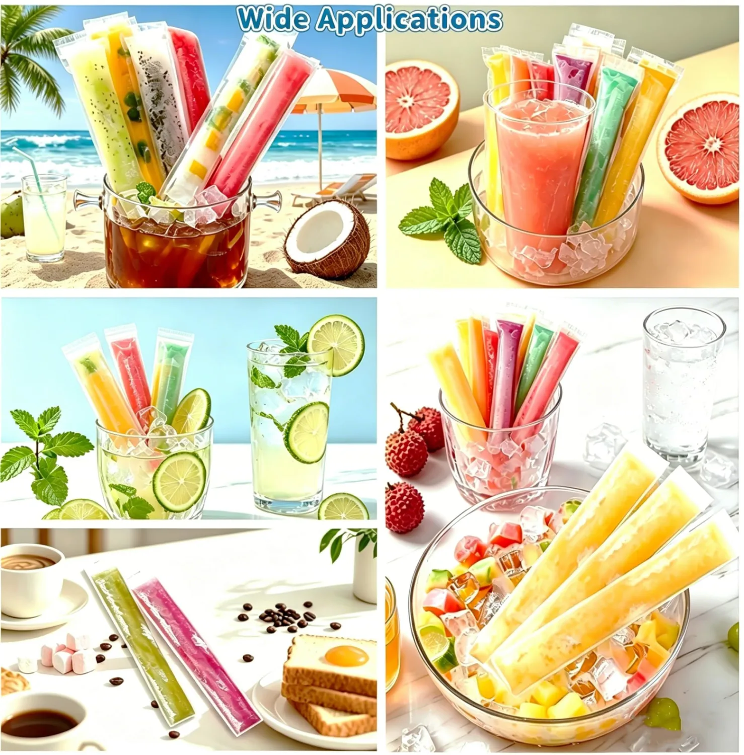 Disposable Ice Popsicle Mold Bags 11" x 2" Popsicle Bags 150 Pack Ice Pop Bags with Zip Seal and Funnel Freeze Pop Bags Popsicles Bags Plastic Freezer Tubes for Yogurt Juice Fruit Smoothies DIY Snacks