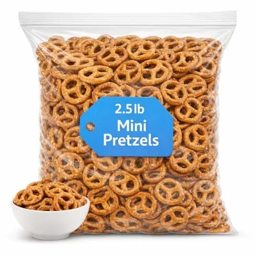 Mini Pretzels, 2.5 lb Bulk Bag, Crunchy Baked Snack Pretzels for Sharing