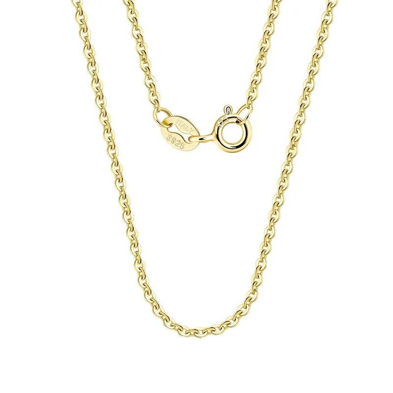 925 Sterling Silver Italian Gold-Plated Sterling Rope Chain Necklace with Adjustable Clasp