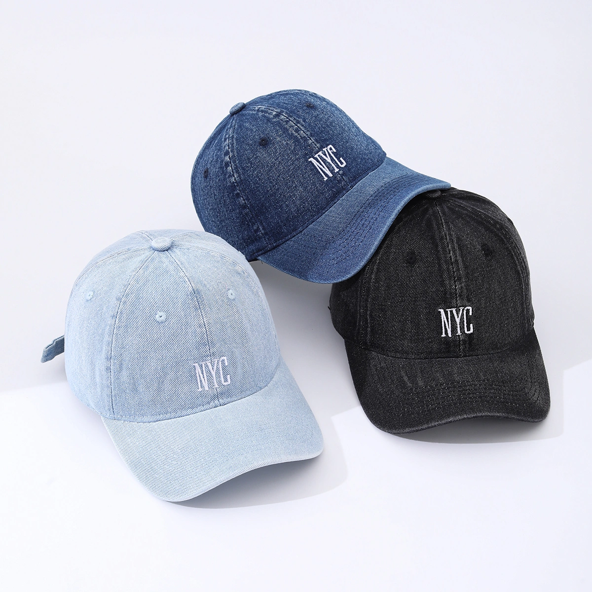 Solid-color Embroidered NYC Letter Washed Distressed Vintage Casual Peaked Cap Baseball Cap, Suitable For Daily Outdoor Shopping.