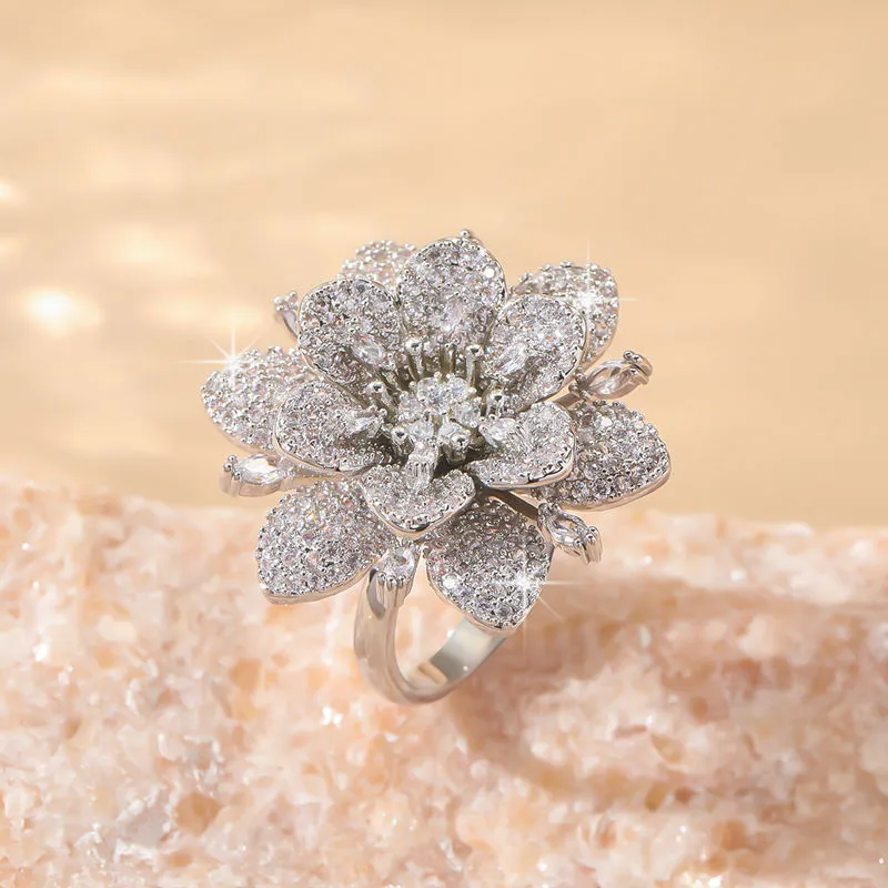 Double-layer Fully Diamond-studded Ring For Women