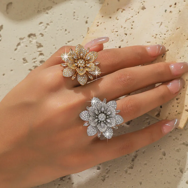 Double-layer Fully Diamond-studded Ring For Women