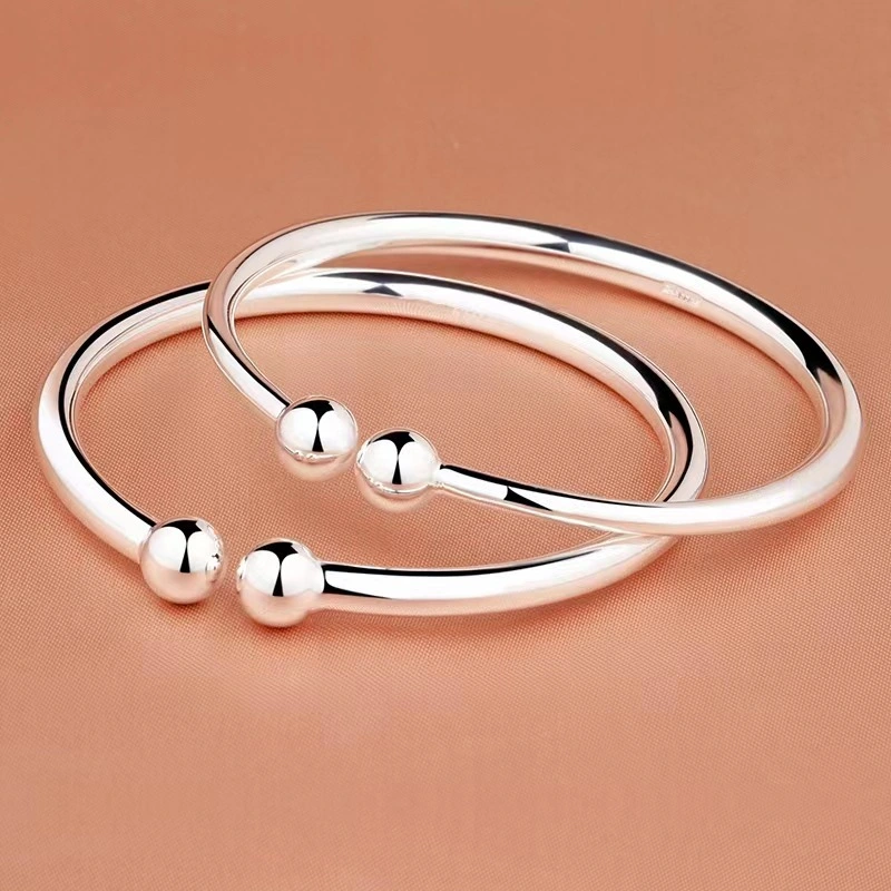 Garlic-head Plain Surface Pearl Solid Open Bangle