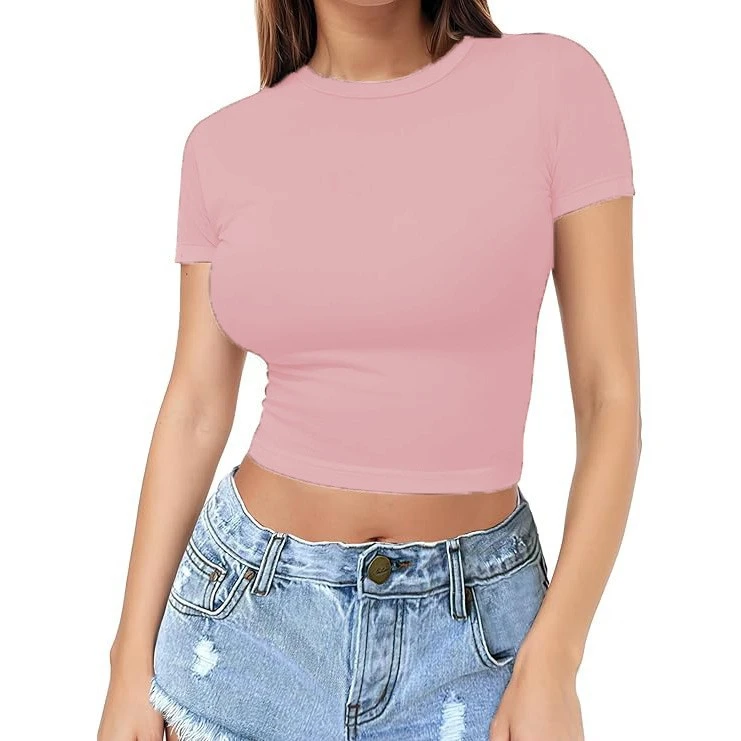 Womens Midriff-baring T-Shirt, Sassy Summer Pullover Top