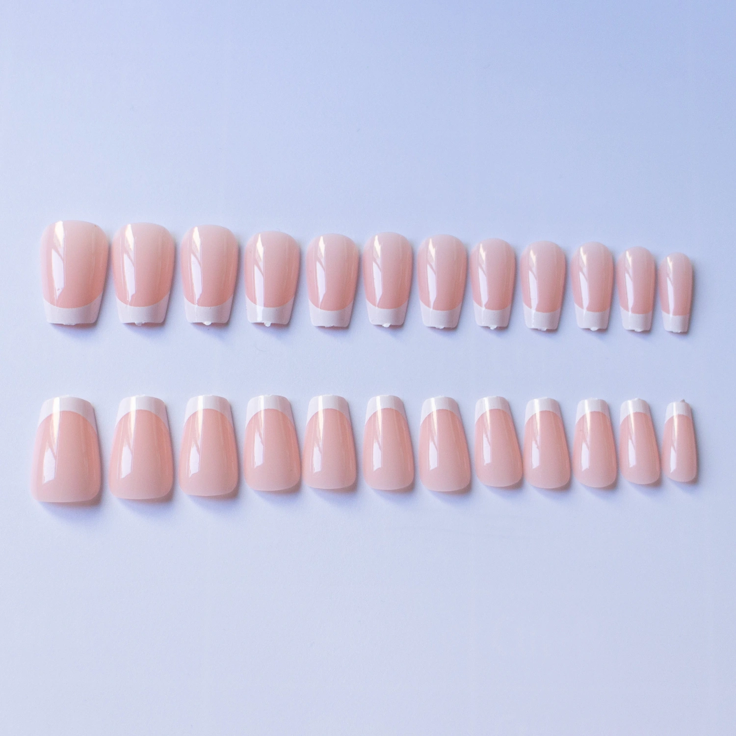 Short T-shaped White-edge French Manicure