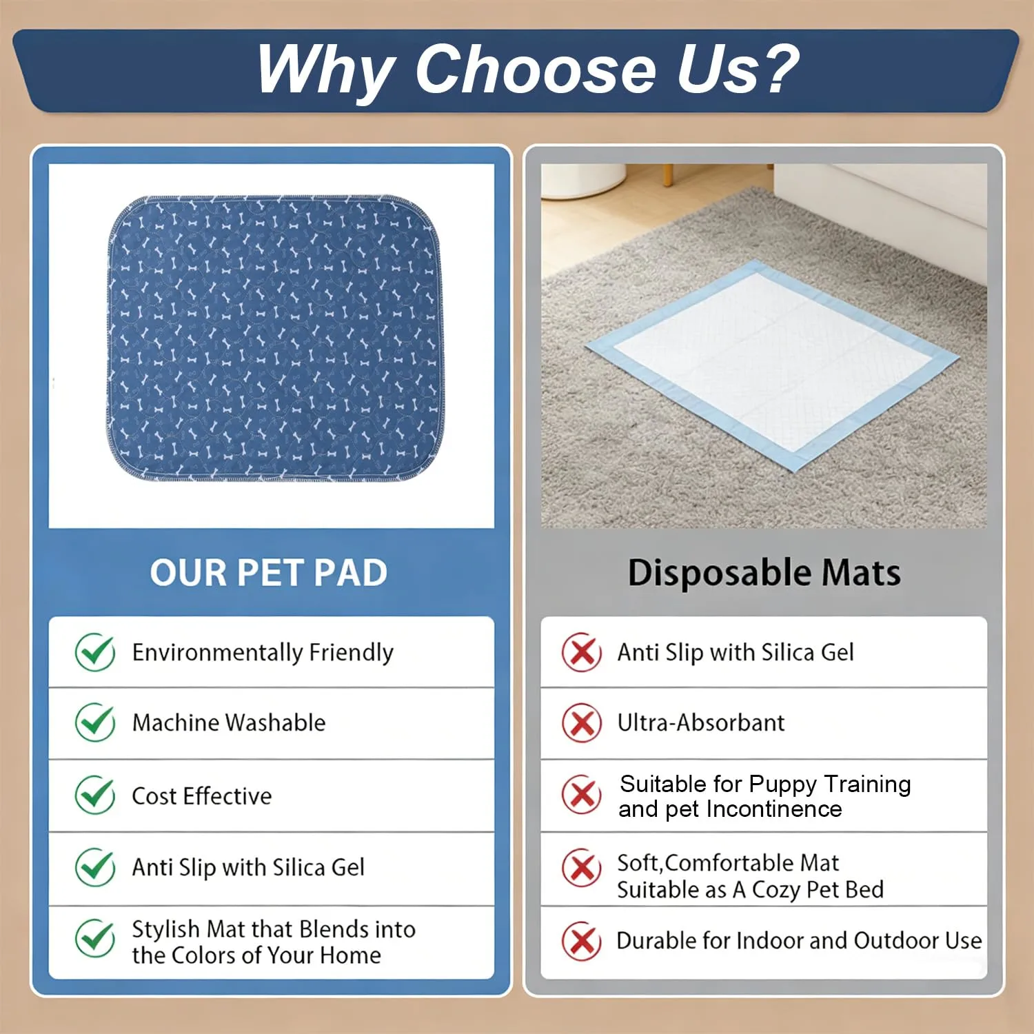 Puppy Pads , Washable Pee Pads For Dogs Potty Training, Reusable Dog Mat For Playpen, Crate, Whelping Box