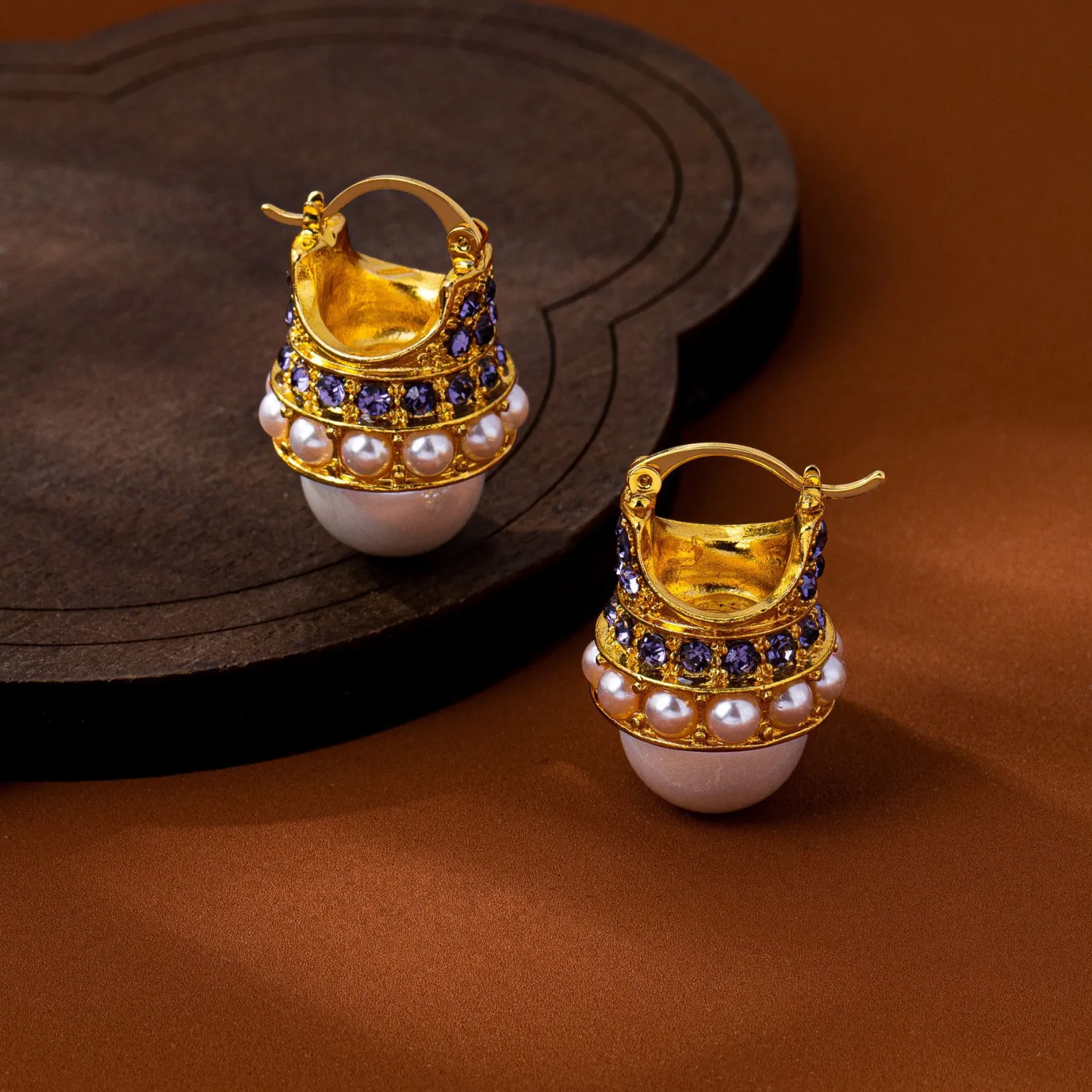 Zircon Crown-Shape Pearl Earrings For Women