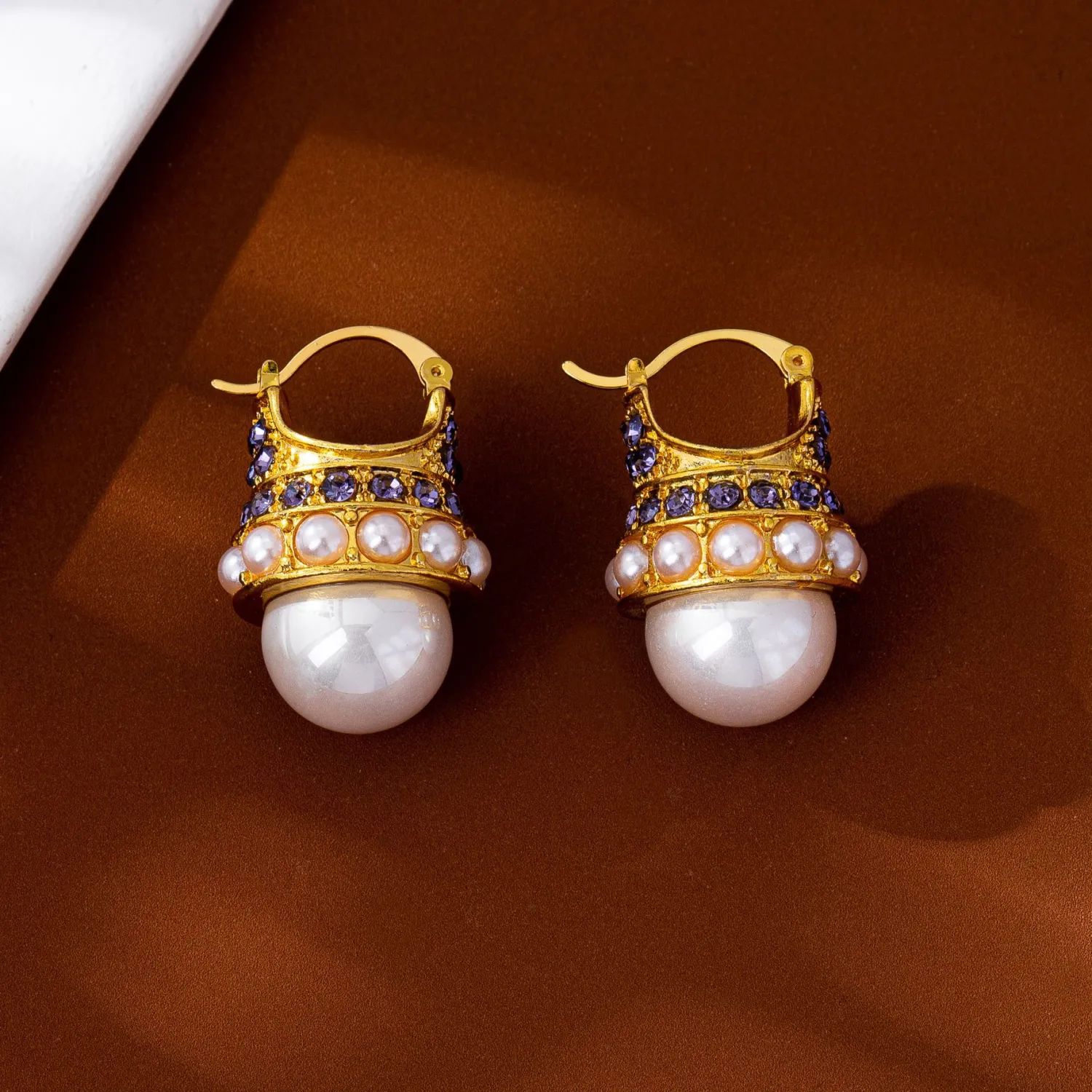 Zircon Crown-Shape Pearl Earrings For Women