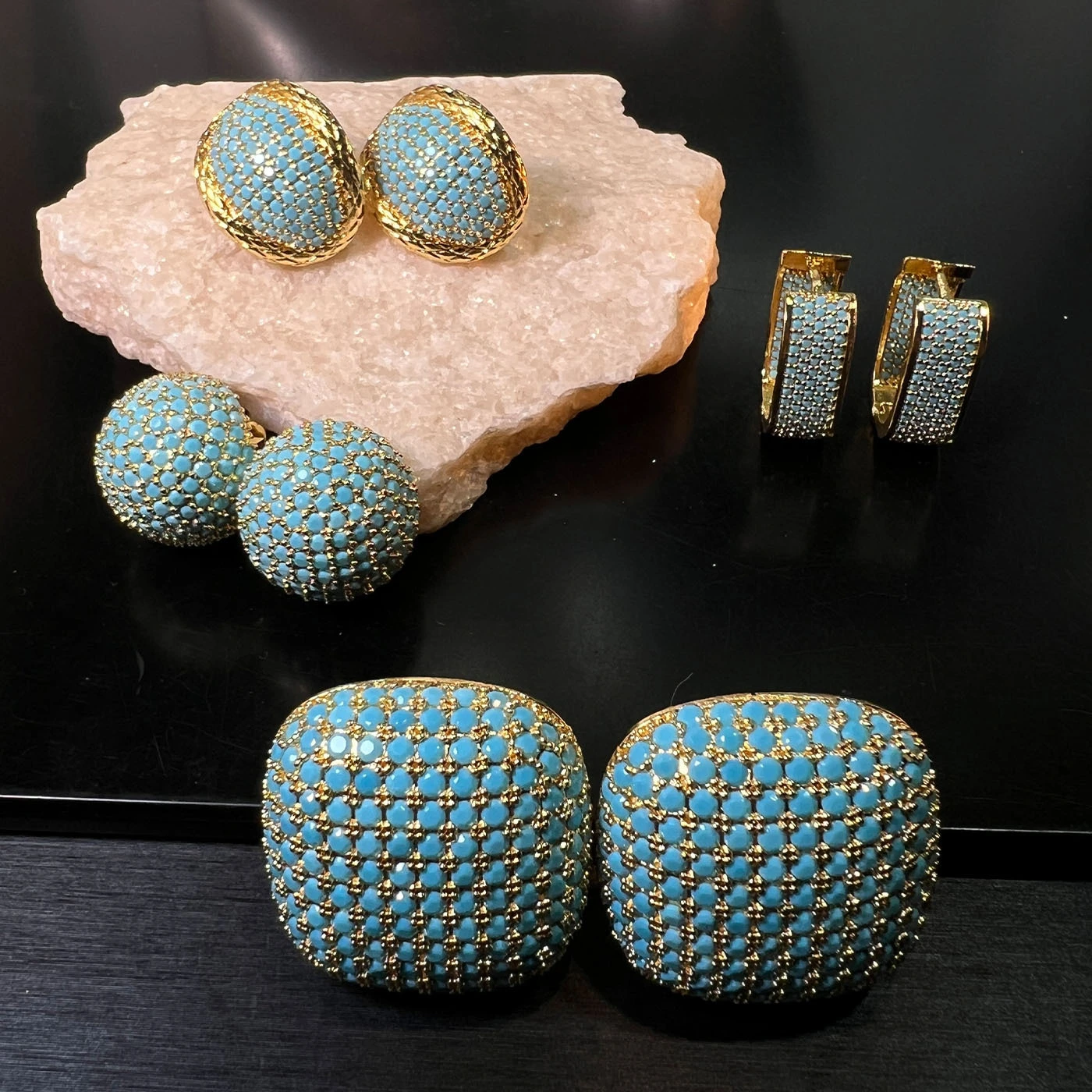 Turquoise French-style Earrings For Women