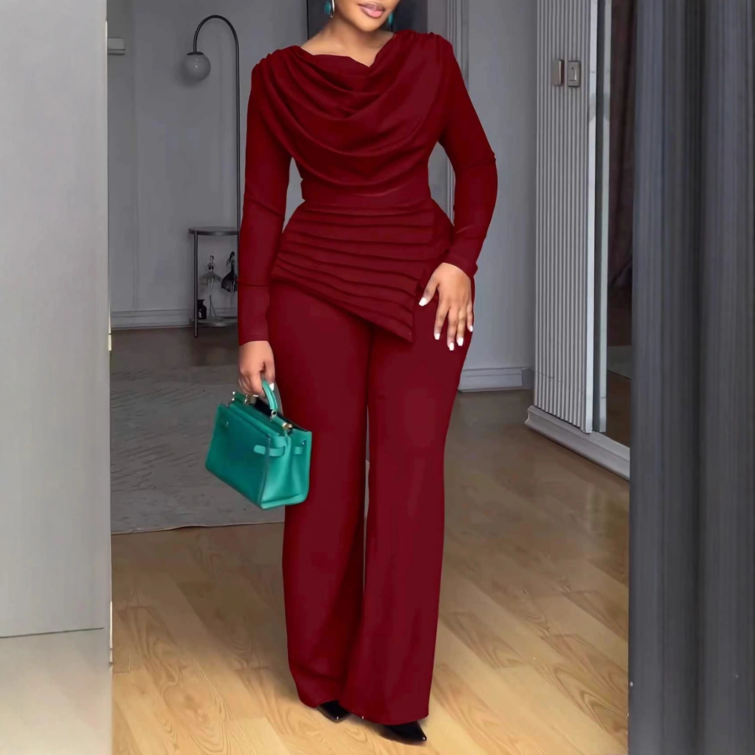 Cropped Top Flared Pants Fashion Casual Set