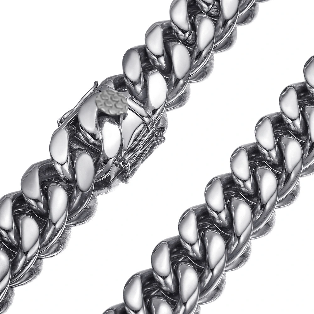 Hip-hop Titanium Steel Cuban-link Stainless Steel Miami Chain Necklace For Men And Women