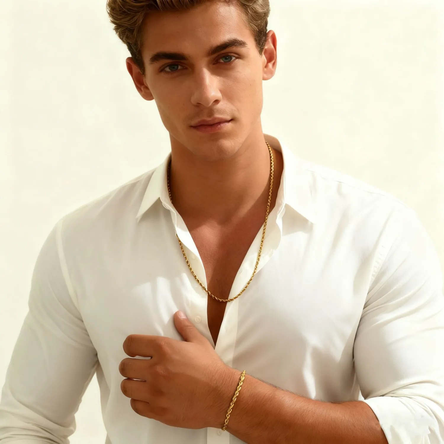 Twisted Chain Men's Stainless Steel Plated Bracelet Necklace