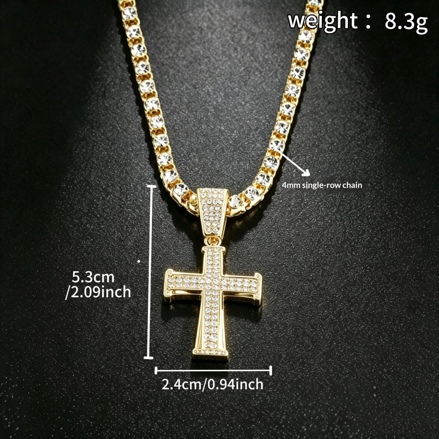 Fashionable Rhinestone Pendant Cross Necklace