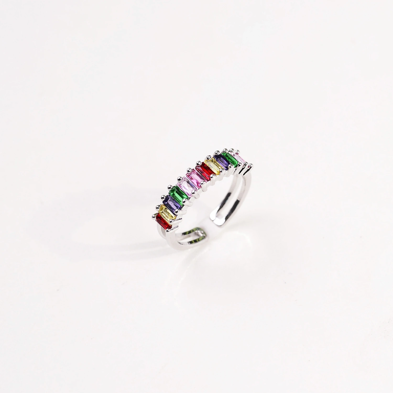 Retro Luxe Full-Diamond-Inlaid Zircon Mid-Century Style Open Ring