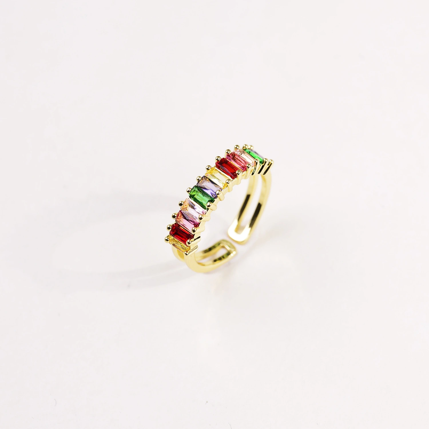 Retro Luxe Full-Diamond-Inlaid Zircon Mid-Century Style Open Ring