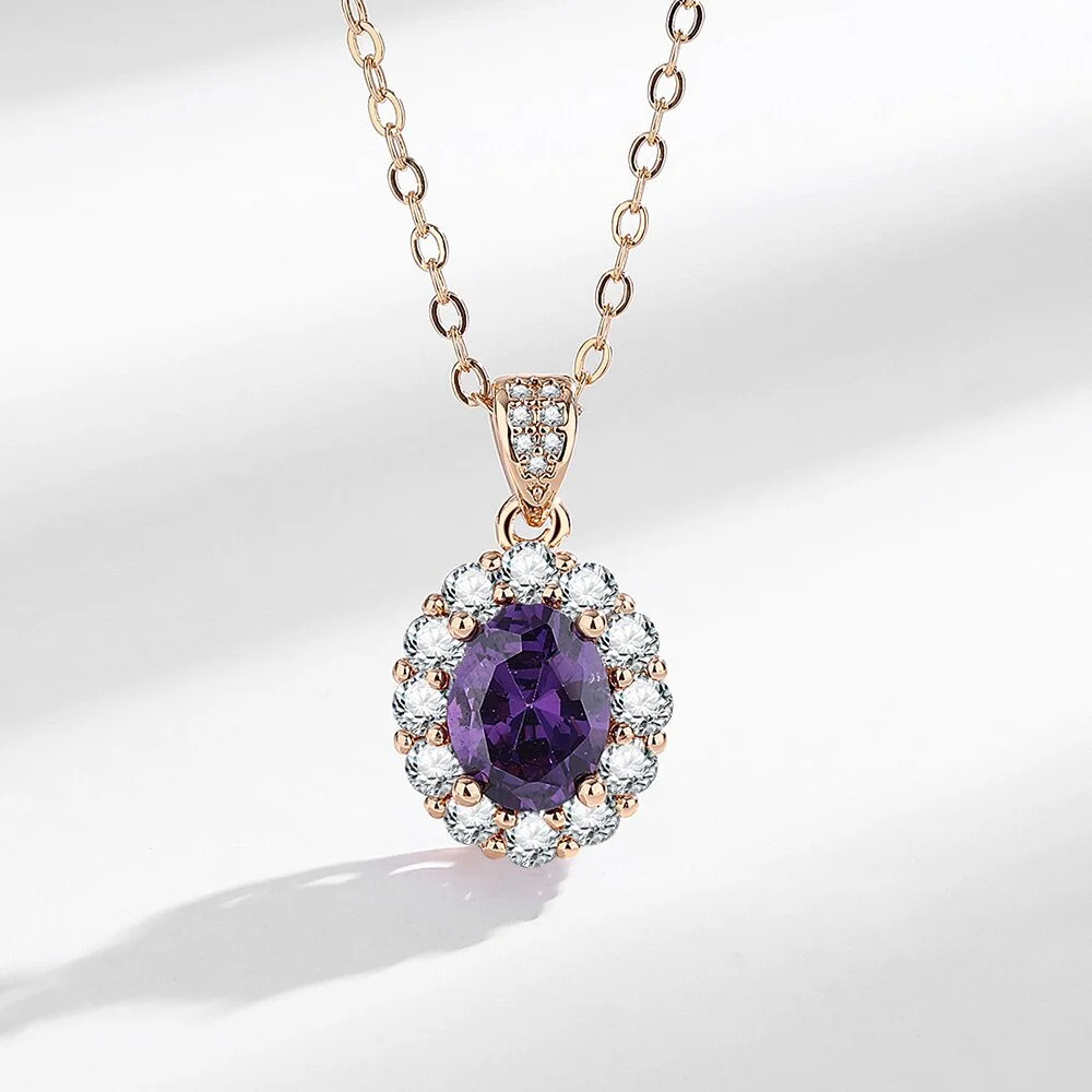 Fashionable Purple Zircon Stud Earrings