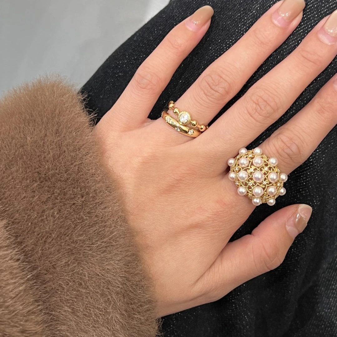 Retro Starry Pearl Ring For Women