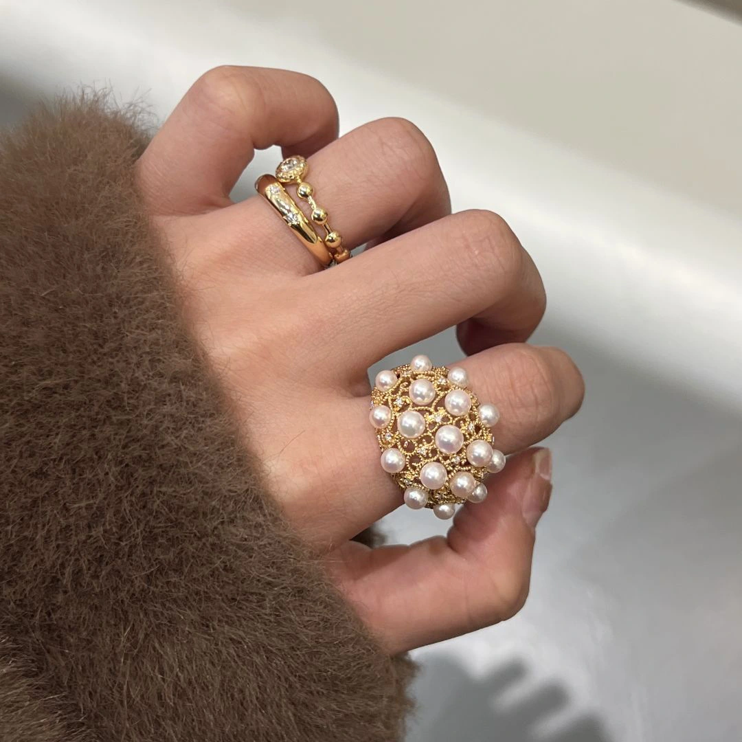 Retro Starry Pearl Ring For Women