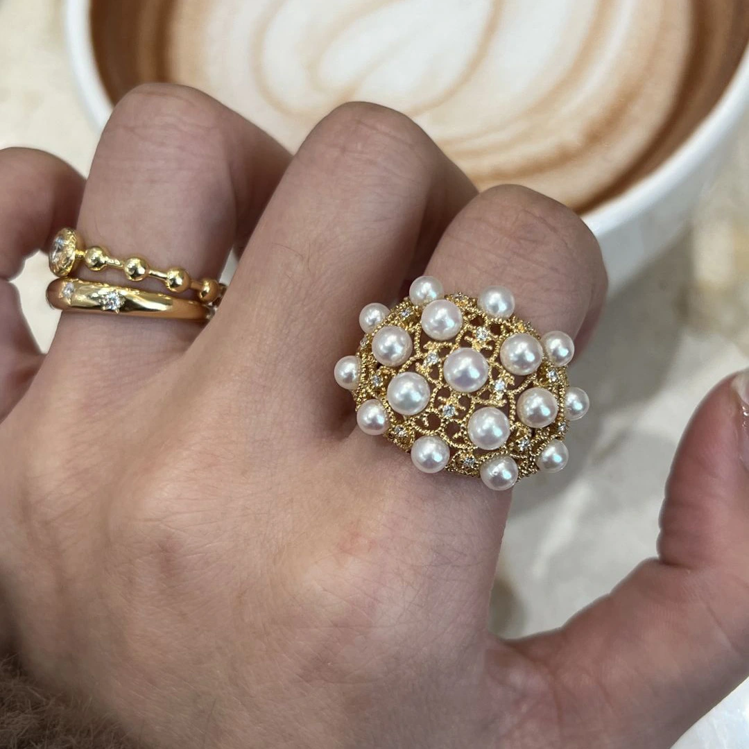 Retro Starry Pearl Ring For Women