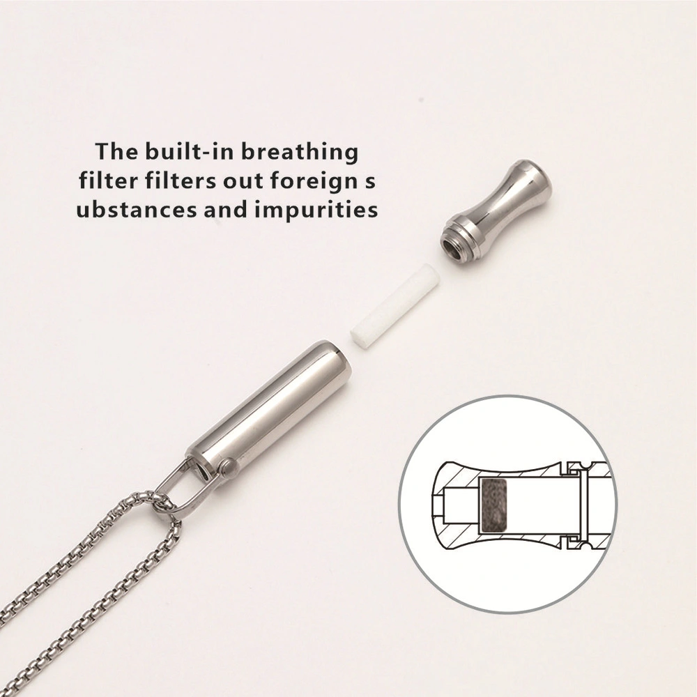Round-mouth Respirator Necklace Aromatherapy Stress-relief Meditation Whistle